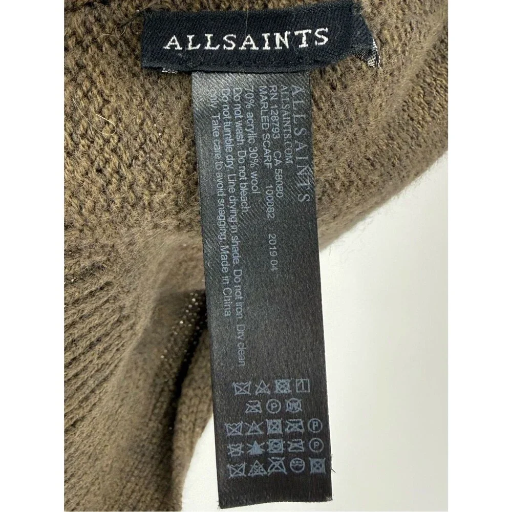 AllSaints Men's Marled Wool Blend Knit Scarf | Olive | One Size